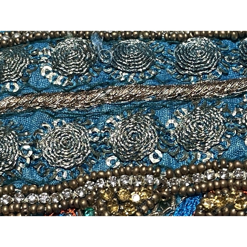 Heavy Embellished Punjabi Kurti Aqua Blue Zardozi Stone Tunic Kameez 19x30 - Picture 9 of 12